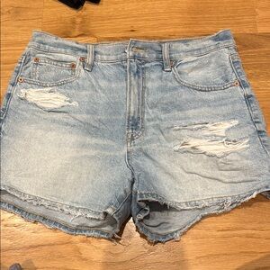 Distressed Light Blue Denim Shorts